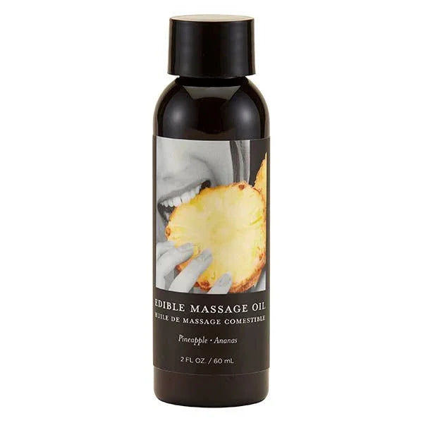 Earthly Body Edible Massage Oil 60 ml, Pineapple label with pineapple wedge art