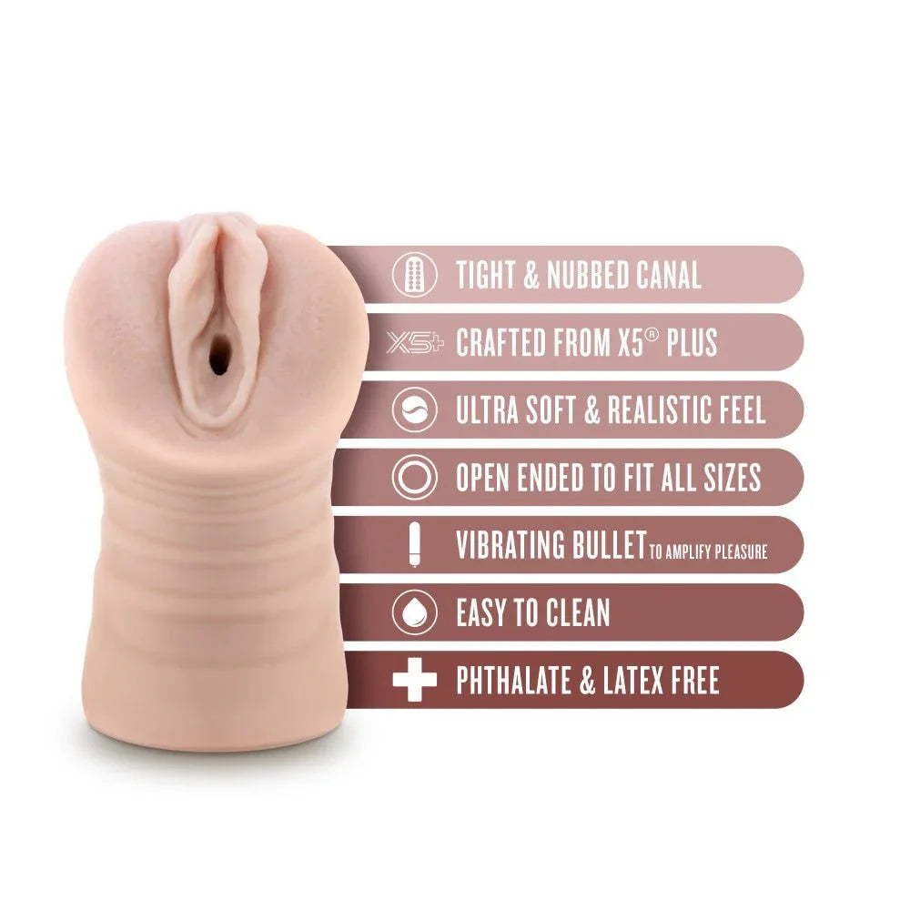 Ayumi stroker feature list: nubbed canal, X5 Plus, vibrating bullet, latex free