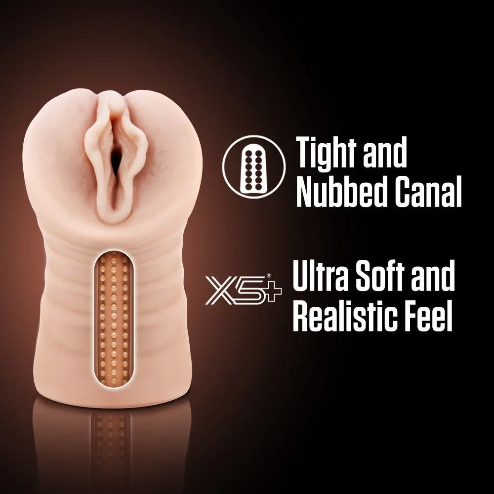 Destini stroker cutaway panel: tight nubbed canal in ultra soft X5 Plus material