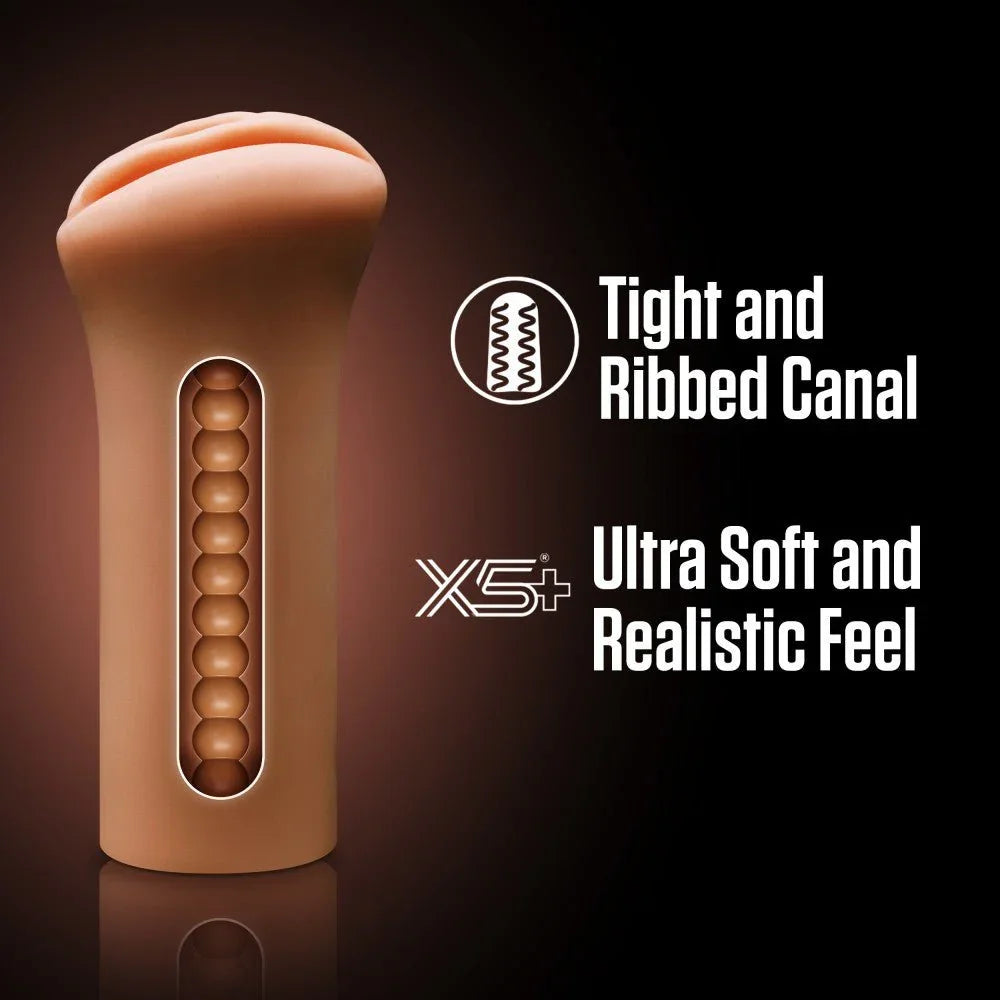 Molly stroker cutaway panel: tight ribbed canal in ultra soft X5 Plus material