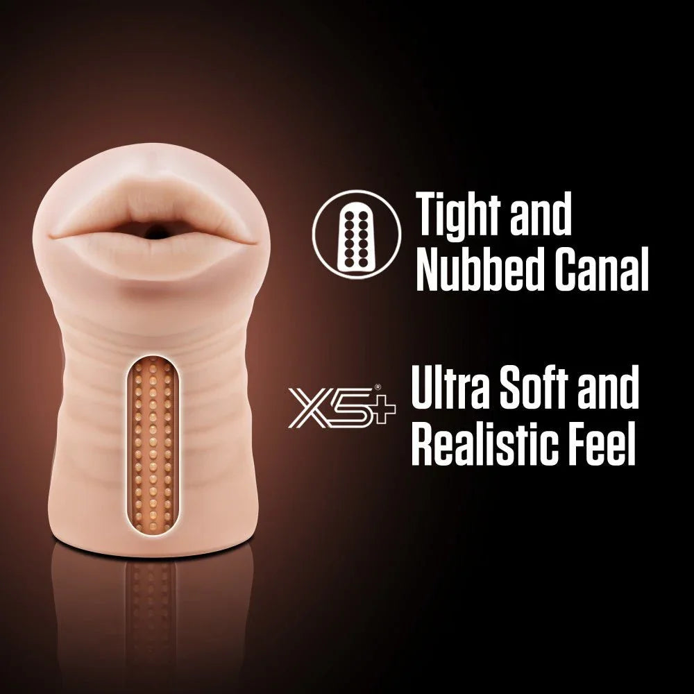 Nicole oral stroker cutaway panel: tight nubbed canal in ultra soft X5 Plus material