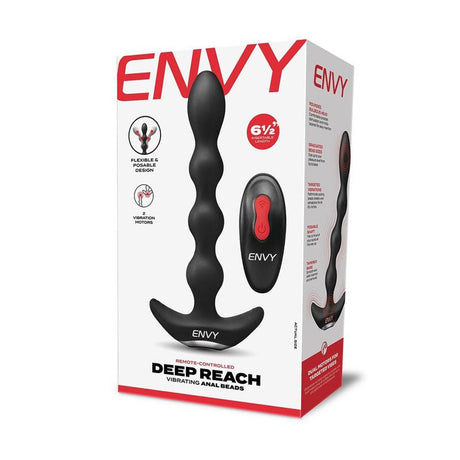 Buy Envy Deep Reach Vibrating Anal Beads - Black 17.8 cm USB Rechargeable Vibrating Anal Beads with Wireless Remote – Naughtyhut NZ sex toys online. Discreet delivery & top brands.
