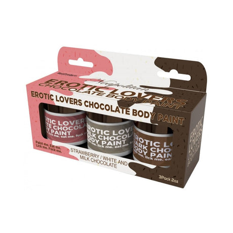 Buy Erotic Chocolate Body Paints - White/ Milk Chocolate & Strawberry (3 Pack) – Naughtyhut NZ sex toys online. Discreet delivery & top brands.