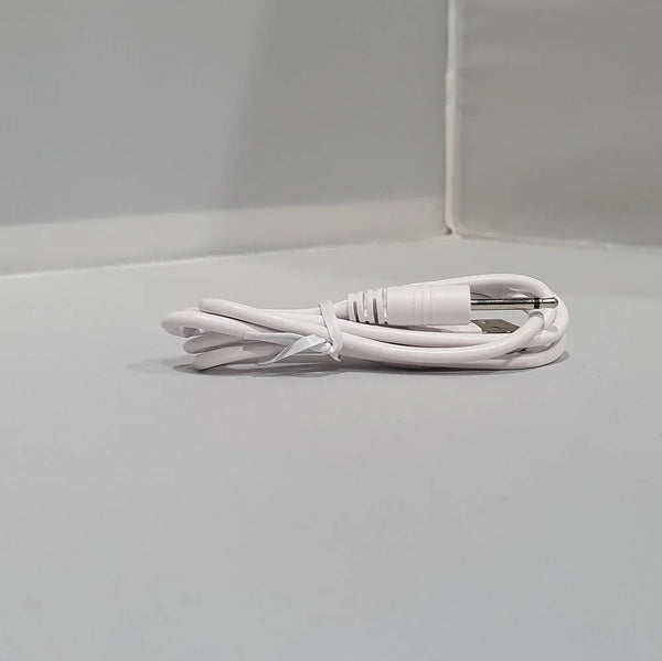 BMS white charging cable coiled with pin connector