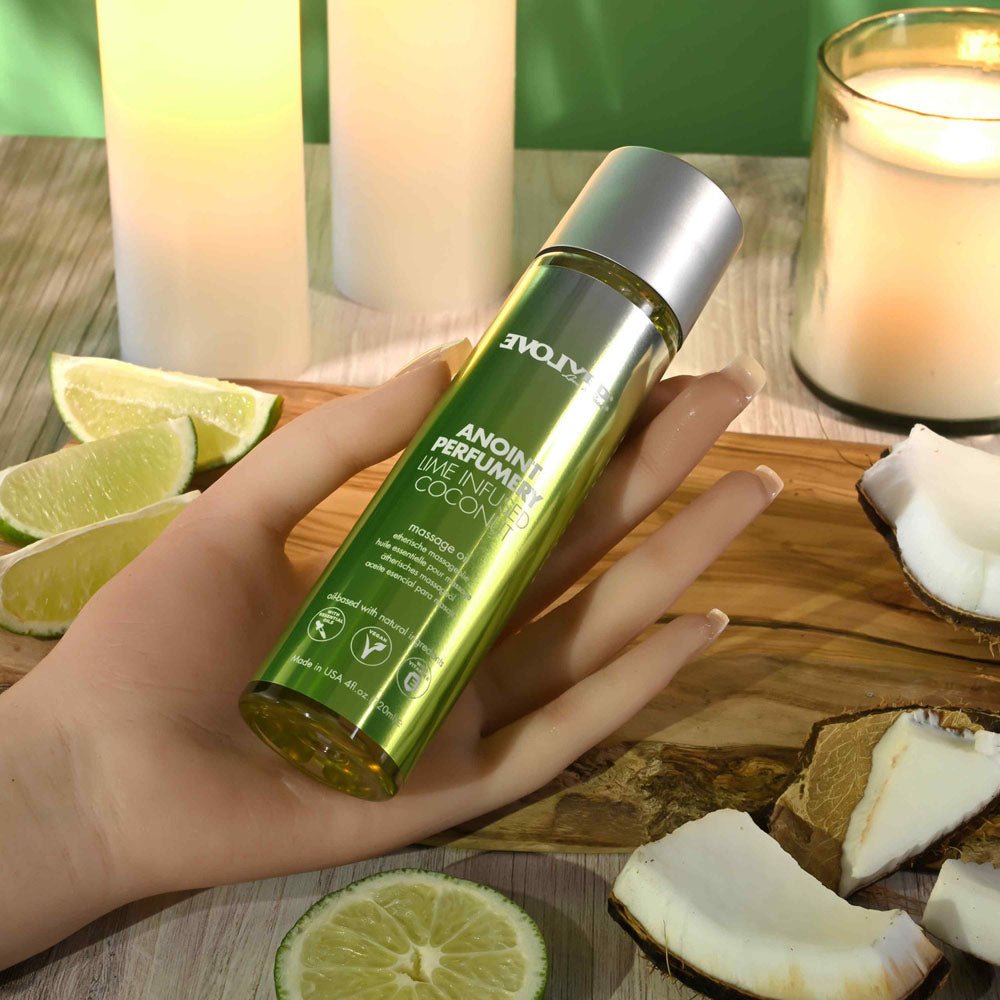 Buy Evolved ANOINT PERFUMERY - Lime Infused Coconut - Lime Infused Coconut Massage Oil - 120 ml Bottle – Naughtyhut NZ sex toys online. Discreet delivery & top brands.