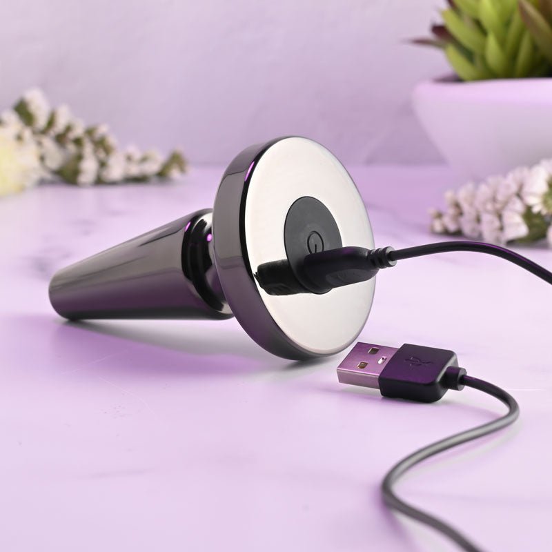 Buy Evolved BEGINNER METAL PLUG - Black Chrome 11.2 cm USB Rechargeable Vibrating Butt Plug – Naughtyhut NZ sex toys online. Discreet delivery & top brands.