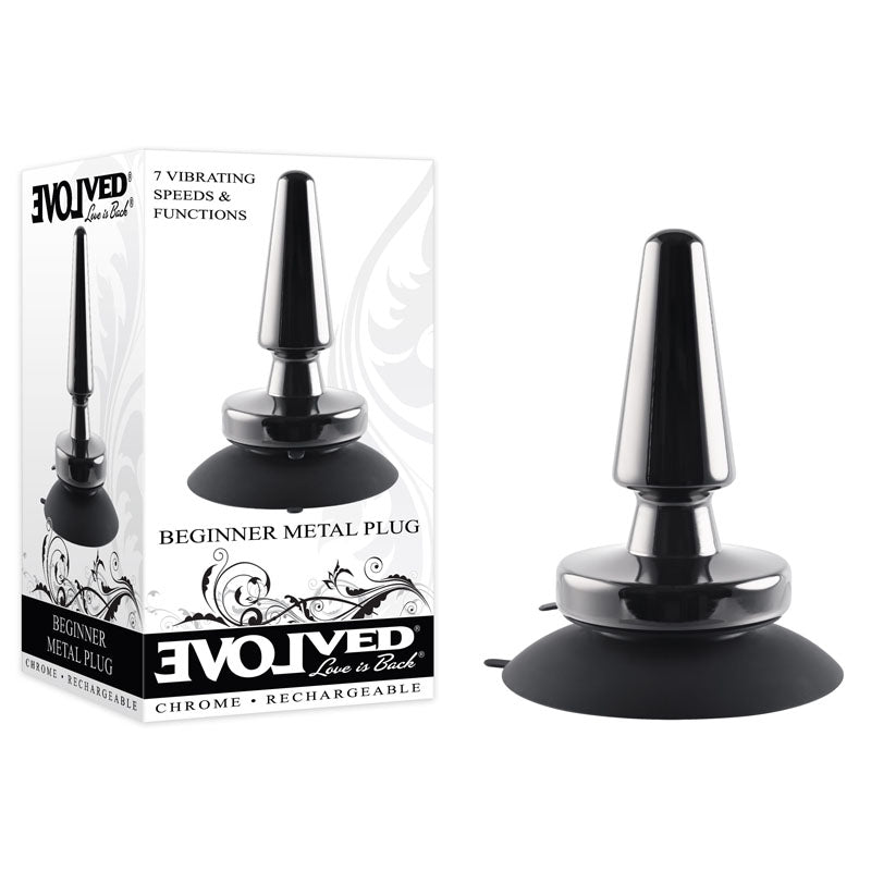 Buy Evolved BEGINNER METAL PLUG - Black Chrome 11.2 cm USB Rechargeable Vibrating Butt Plug – Naughtyhut NZ sex toys online. Discreet delivery & top brands.
