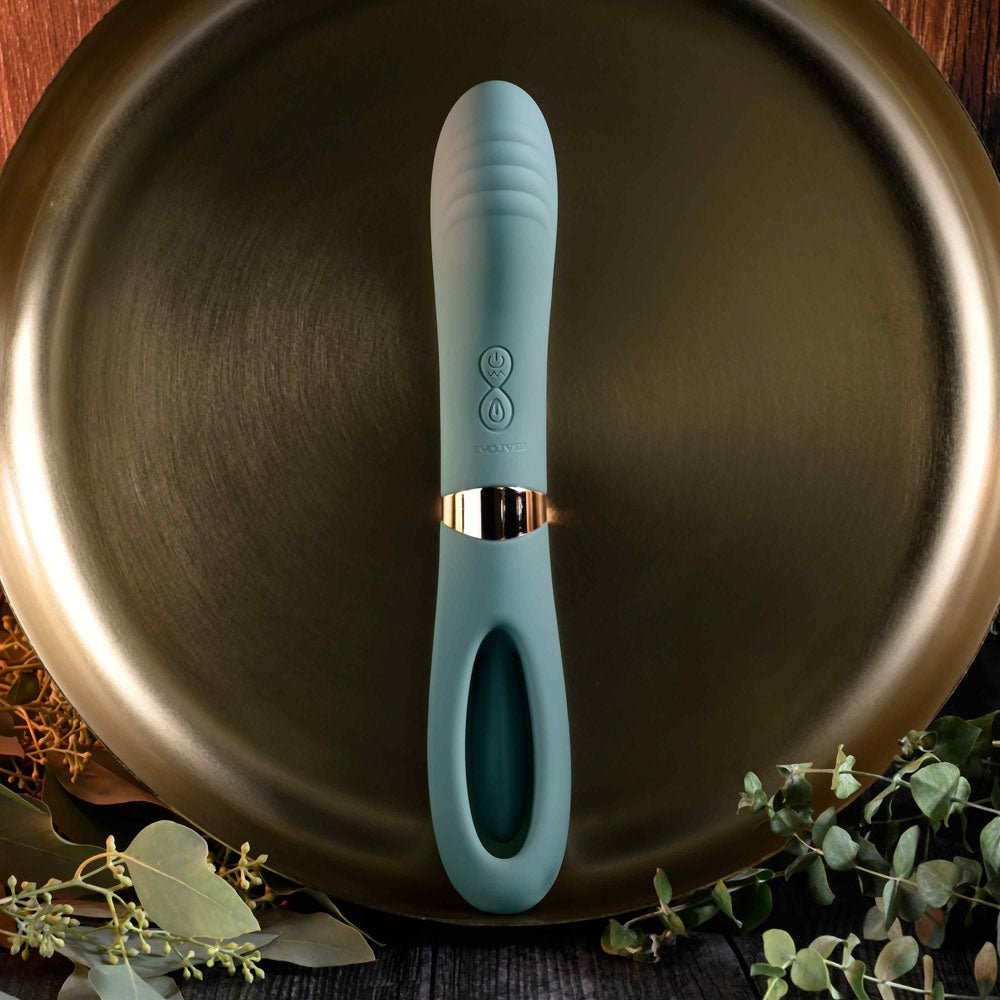Buy Evolved CHICK FLICK - Olive Green 24 cm USB Rechargeable Vibrator with Flicking Tip – Naughtyhut NZ sex toys online. Discreet delivery & top brands.