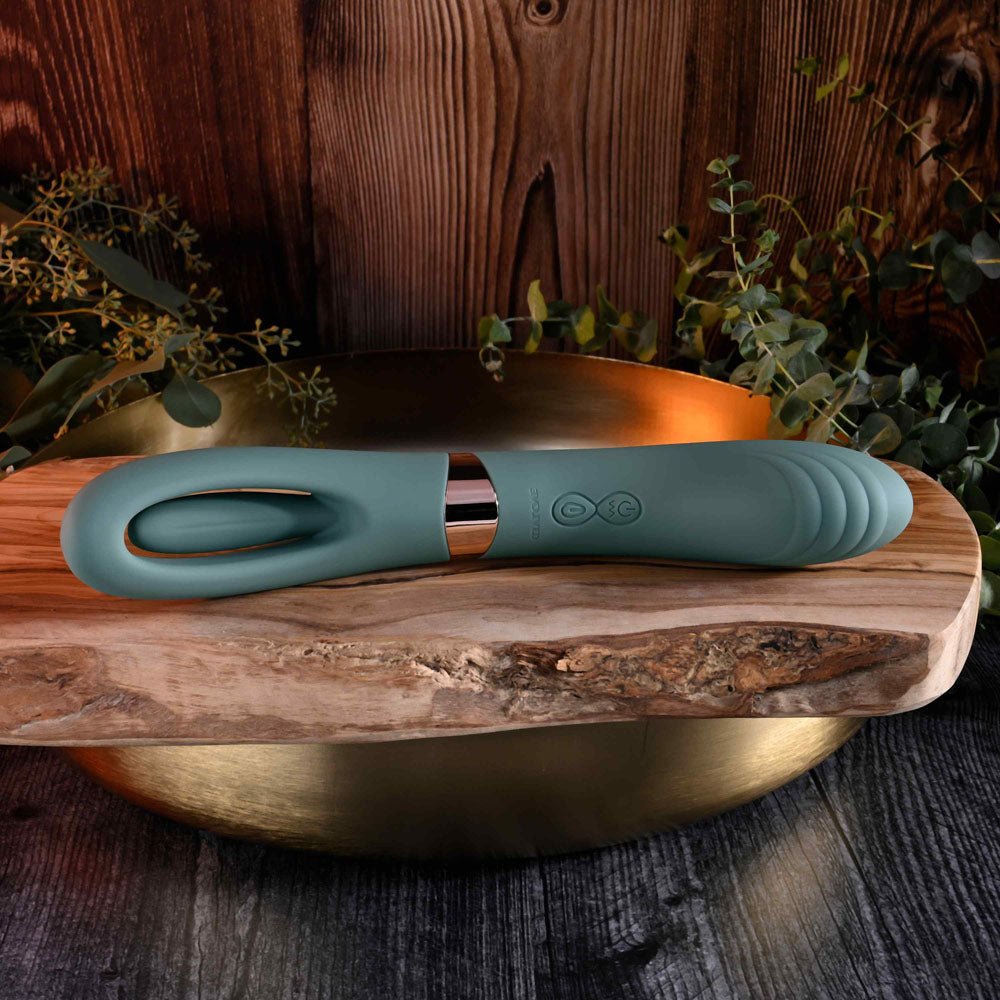 Buy Evolved CHICK FLICK - Olive Green 24 cm USB Rechargeable Vibrator with Flicking Tip – Naughtyhut NZ sex toys online. Discreet delivery & top brands.
