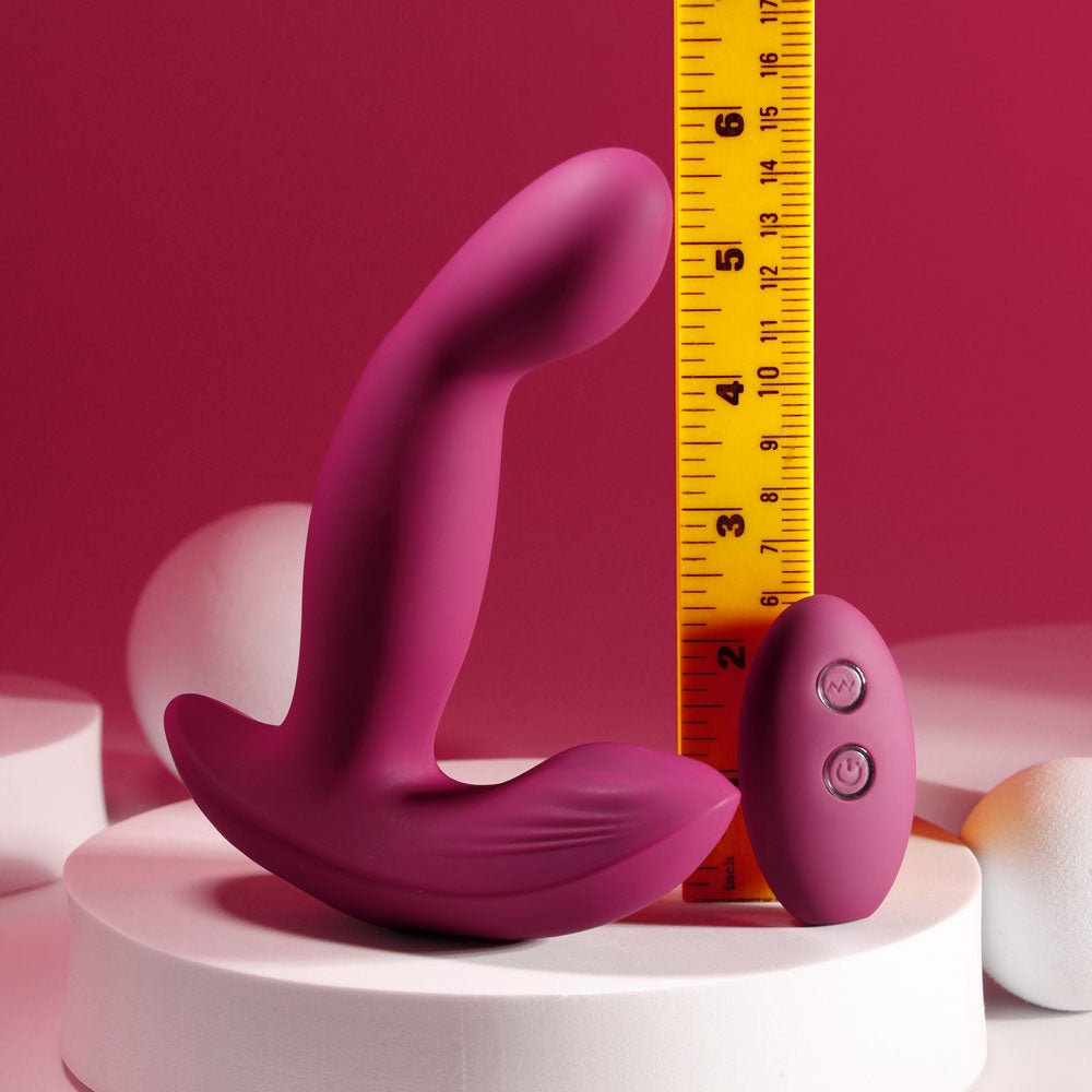 Buy Evolved COME ON OVER - Burgundy Red 15.9 cm USB Rechargeable Vibrator with Wireless Remote – Naughtyhut NZ sex toys online. Discreet delivery & top brands.