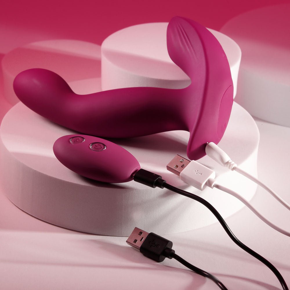 Buy Evolved COME ON OVER - Burgundy Red 15.9 cm USB Rechargeable Vibrator with Wireless Remote – Naughtyhut NZ sex toys online. Discreet delivery & top brands.