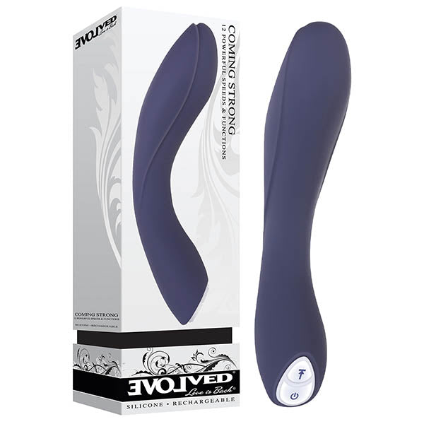 Buy Evolved Coming Strong - Navy Blue 119 cm (7.5'') USB Rechargeable Vibrator – Naughtyhut NZ sex toys online. Discreet delivery & top brands.