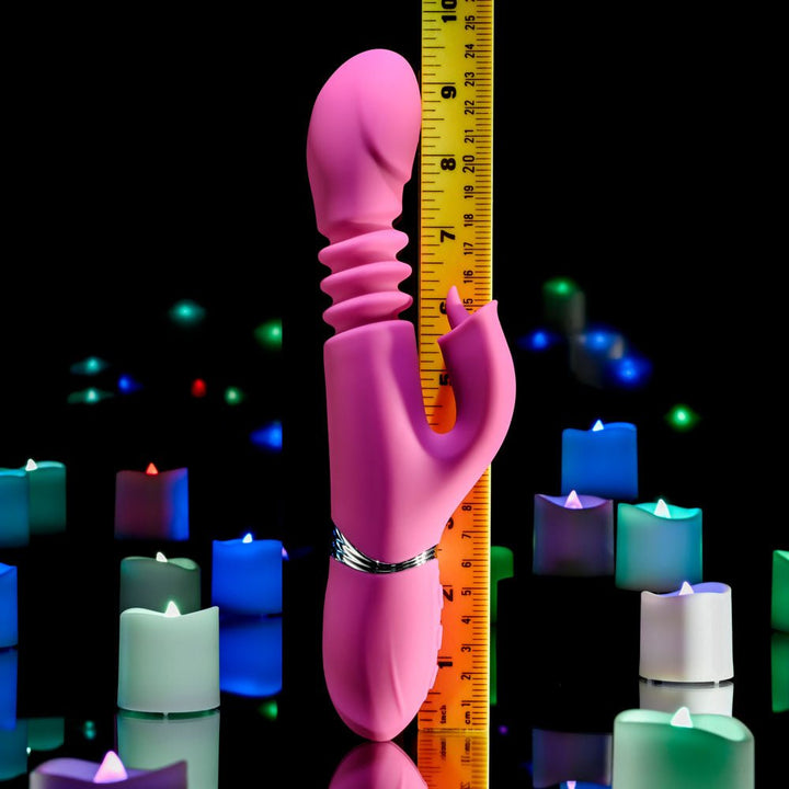 Evolved PINK DRAGON - Pink 24.2 cm USB Rechargeable Thrusting Rabbit Vibrator – Sex toys NZ by Naughtyhut. Discreet delivery nationwide.