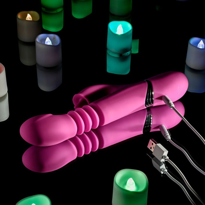 Evolved PINK DRAGON - Pink 24.2 cm USB Rechargeable Thrusting Rabbit Vibrator – Sex toys NZ by Naughtyhut. Discreet delivery nationwide.