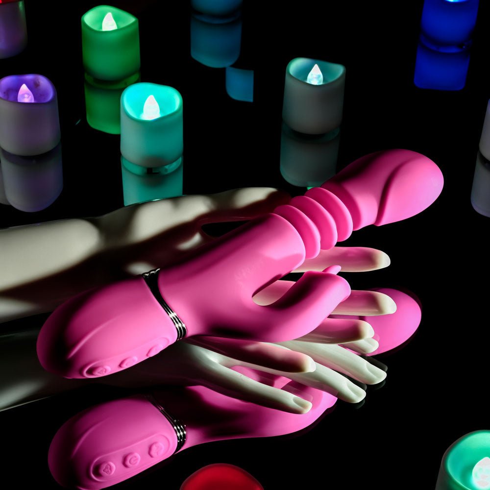 Buy Evolved PINK DRAGON - Pink 24.2 cm USB Rechargeable Thrusting Rabbit Vibrator – Naughtyhut NZ sex toys online. Discreet delivery & top brands.