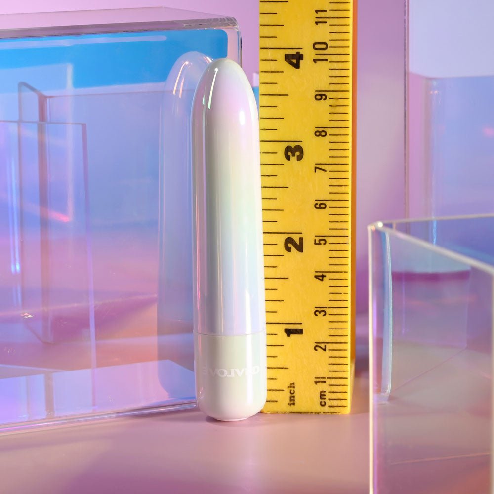 Evolved EASY DOES IT - Pearlescent White 10 cm USB Rechargeable Bullet – Sex toys NZ by Naughtyhut. Discreet delivery nationwide.