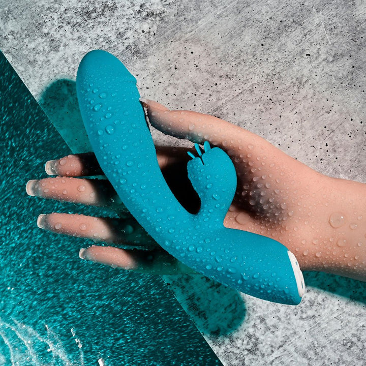 Evolved FIERCE FLICKER - Blue 19.5 cm USB Rechargeable Rabbit Flicker Vibrator – Sex toys NZ by Naughtyhut. Discreet delivery nationwide.