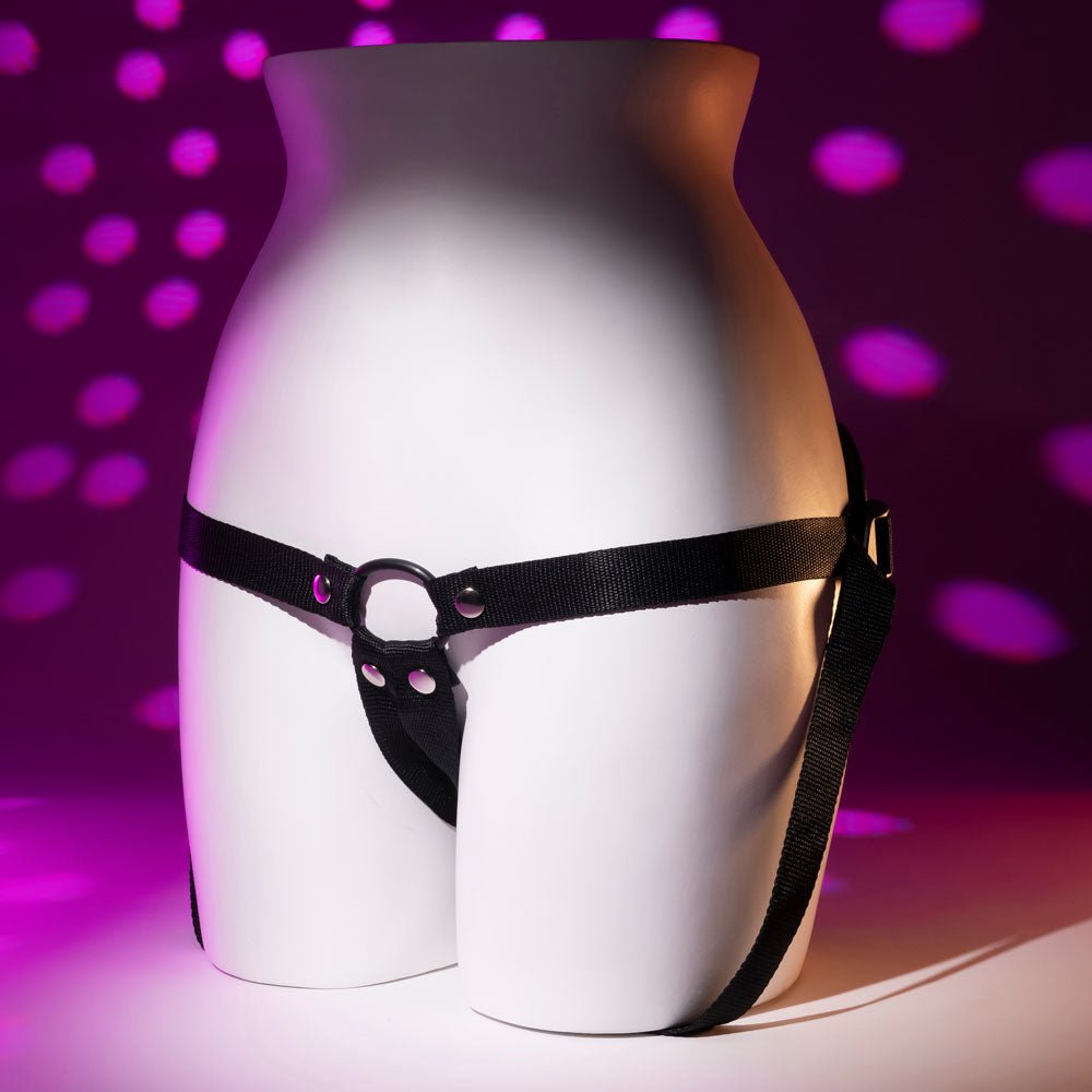 Buy Evolved GIVING VIBES - Black 14.6 cm USB Rechargeable Vibrating Strap - On with Remote – Naughtyhut NZ sex toys online. Discreet delivery & top brands.
