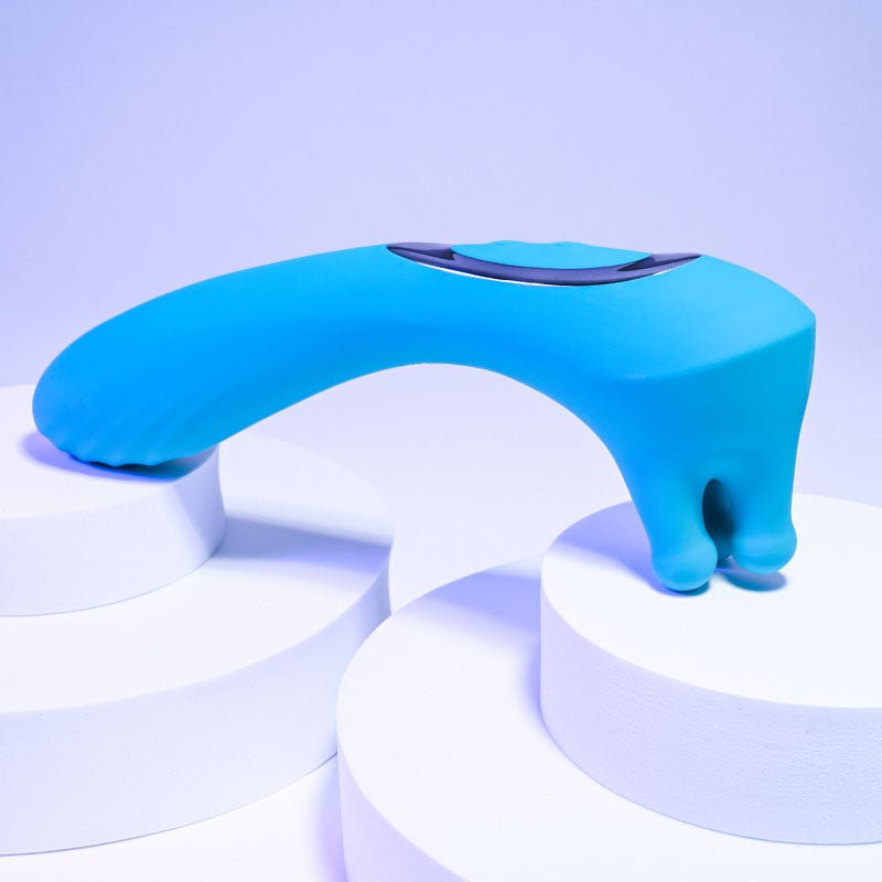 Buy Evolved HEADS OR TAILS - Blue 19.3 cm USB Rechargeable Dual Ended Massager – Naughtyhut NZ sex toys online. Discreet delivery & top brands.
