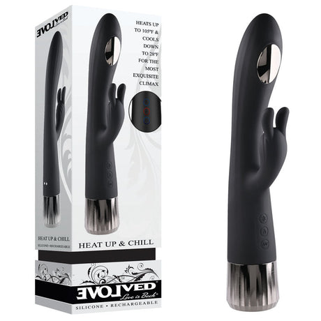 Buy Evolved Heat Up & Chill - Black 24.1 cm USB Rechargeable Heating & Cooling Rabbit Vibrator – Naughtyhut NZ sex toys online. Discreet delivery & top brands.
