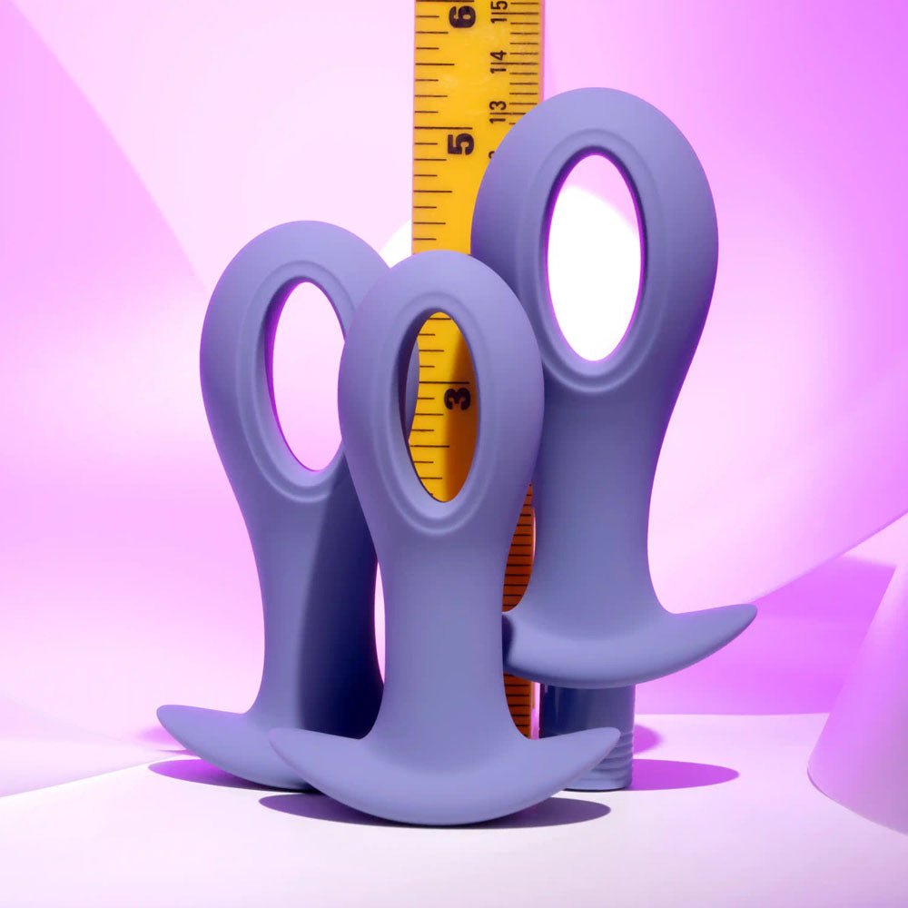 Buy Evolved HOLE PUNCH PLUG SET - Purple Butt Plugs with Interchangeable Bullet - Set of 3 Sizes – Naughtyhut NZ sex toys online. Discreet delivery & top brands.
