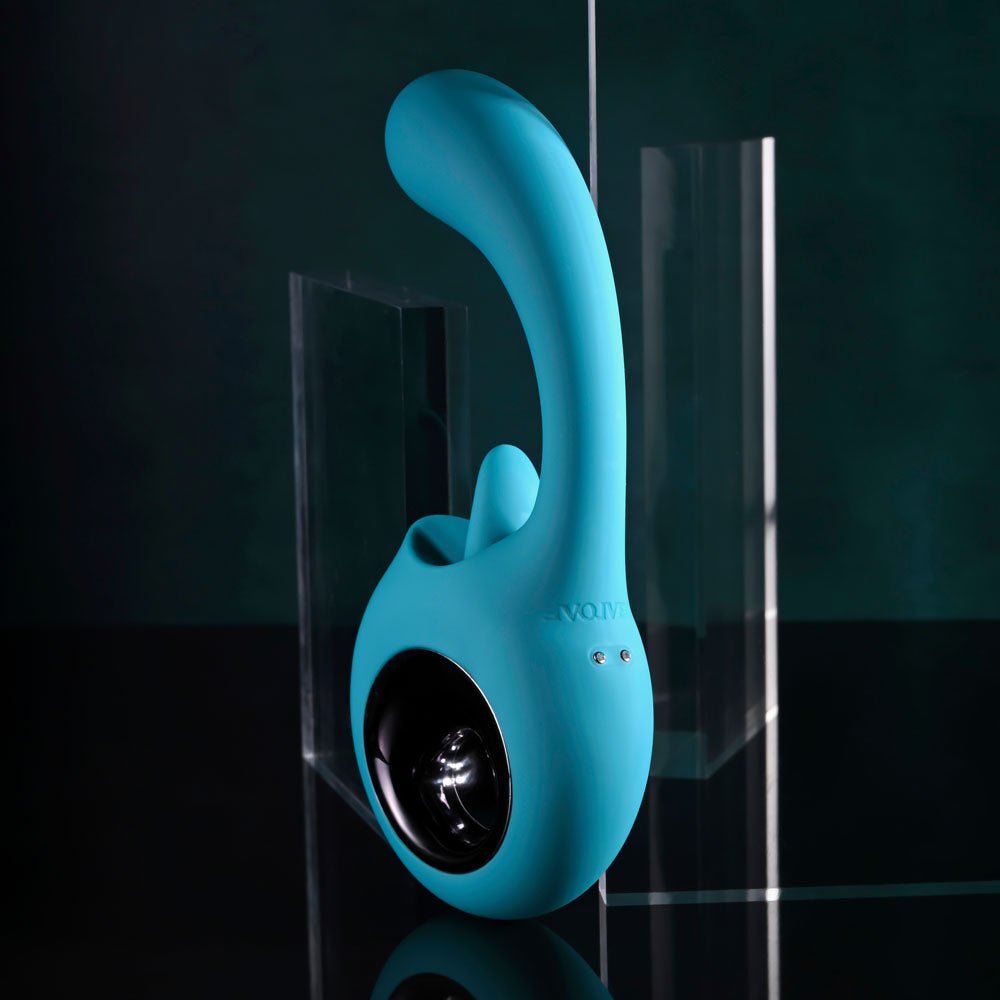 Buy Evolved HOW MANY LICKS - Blue 17.8 cm USB Rechargeable Vibrator with Flicking Stimulator – Naughtyhut NZ sex toys online. Discreet delivery & top brands.