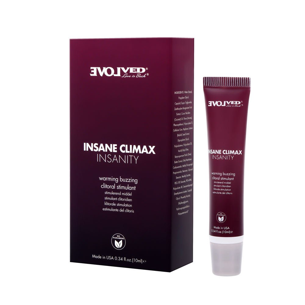 Evolved INSANE CLIMAX - INSANITY - Warming Buzzing Clitoral Stimulation Gel - 10 ml – Sex toys NZ by Naughtyhut. Discreet delivery nationwide.