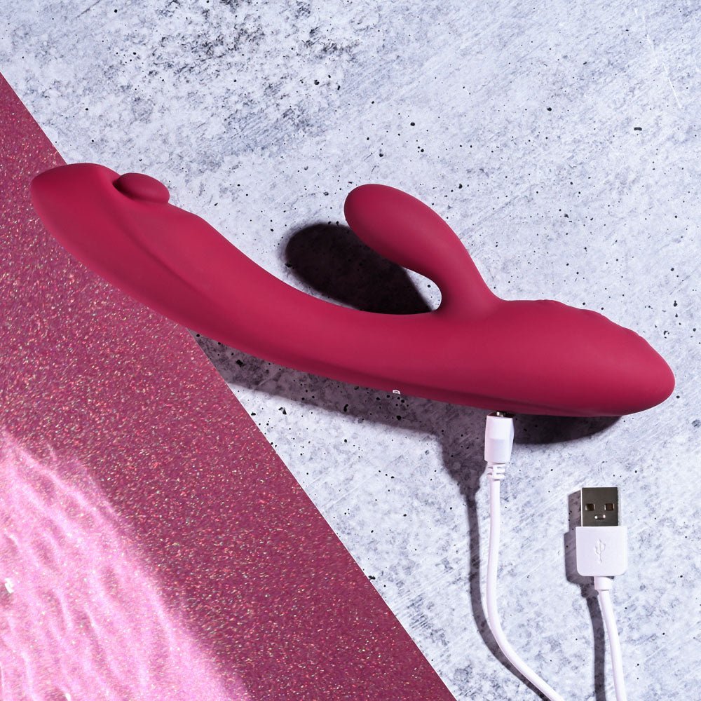 Buy Evolved JAMMIN' G - Burgundy 20.1 cm USB Rechargeable Rabbit Vibrator – Naughtyhut NZ sex toys online. Discreet delivery & top brands.