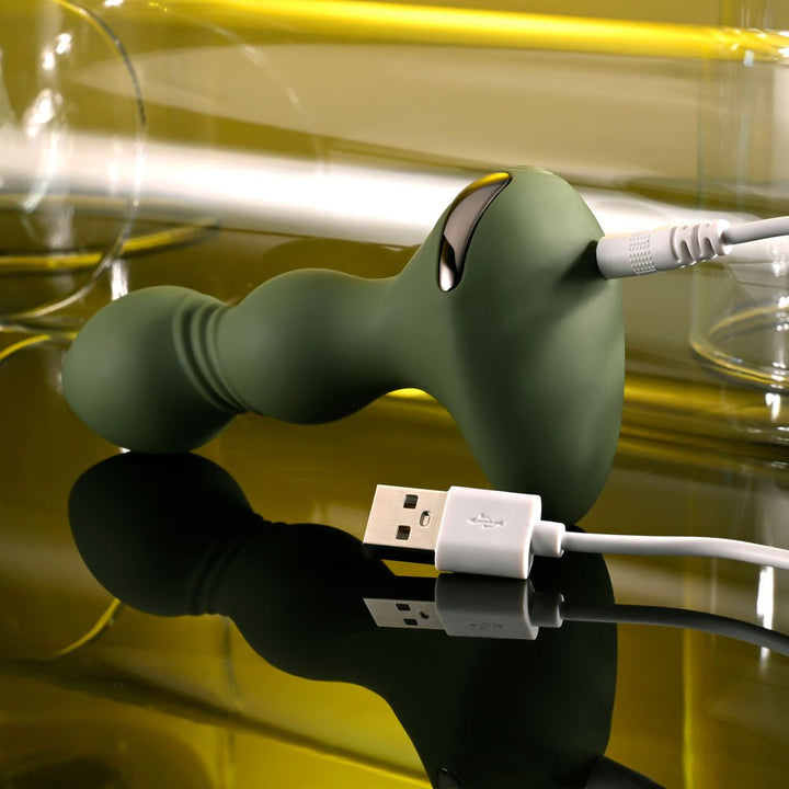 Evolved LIEUTENANT - Green 12.2 cm USB Rechargeable Vibrating Butt Plug – Sex toys NZ by Naughtyhut. Discreet delivery nationwide.