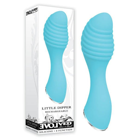 Buy Evolved Little Dipper - Light Blue 10.1 cm (4'') USB Rechargeable Mini Vibrator – Naughtyhut NZ sex toys online. Discreet delivery & top brands.