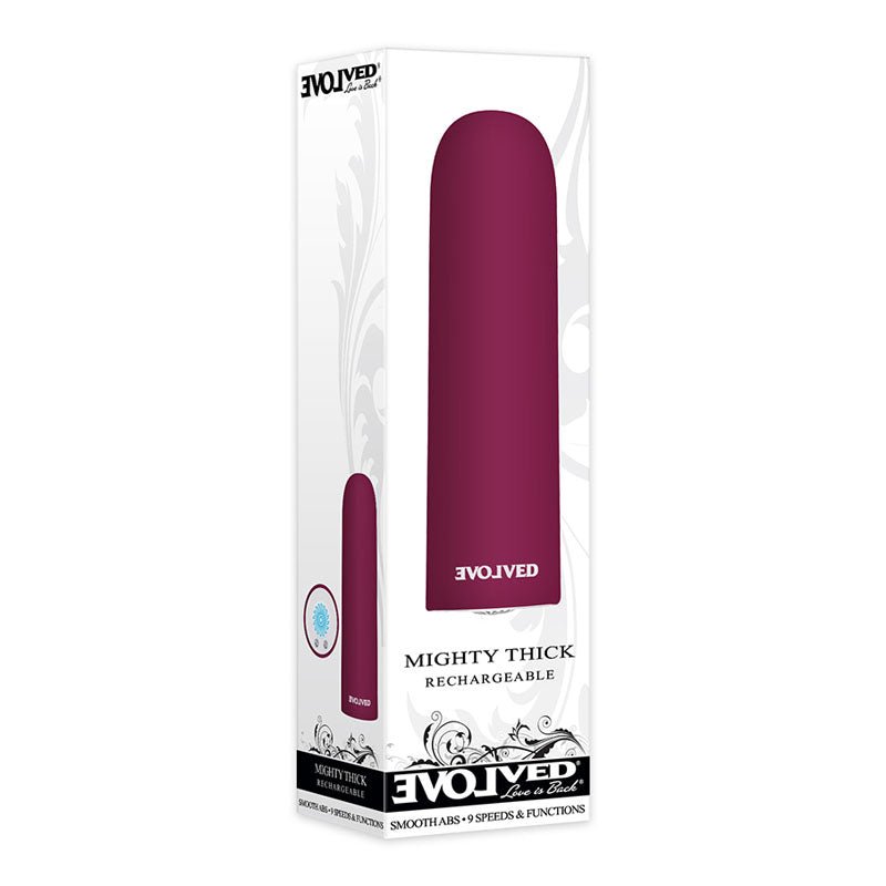 Buy Evolved Mighty Thick - Burgundy Red 9 cm USB Rechargeable Bullet – Naughtyhut NZ sex toys online. Discreet delivery & top brands.