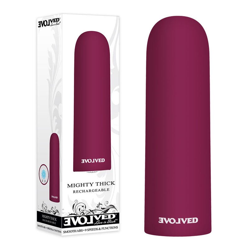 Buy Evolved Mighty Thick - Burgundy Red 9 cm USB Rechargeable Bullet – Naughtyhut NZ sex toys online. Discreet delivery & top brands.