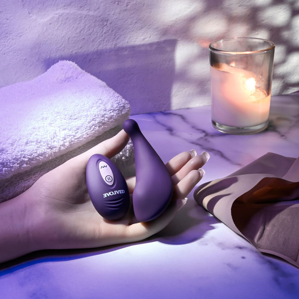Buy Evolved PANTY PARTY - Purple USB Rechargeable Panty Vibrator with Remote Control – Naughtyhut NZ sex toys online. Discreet delivery & top brands.