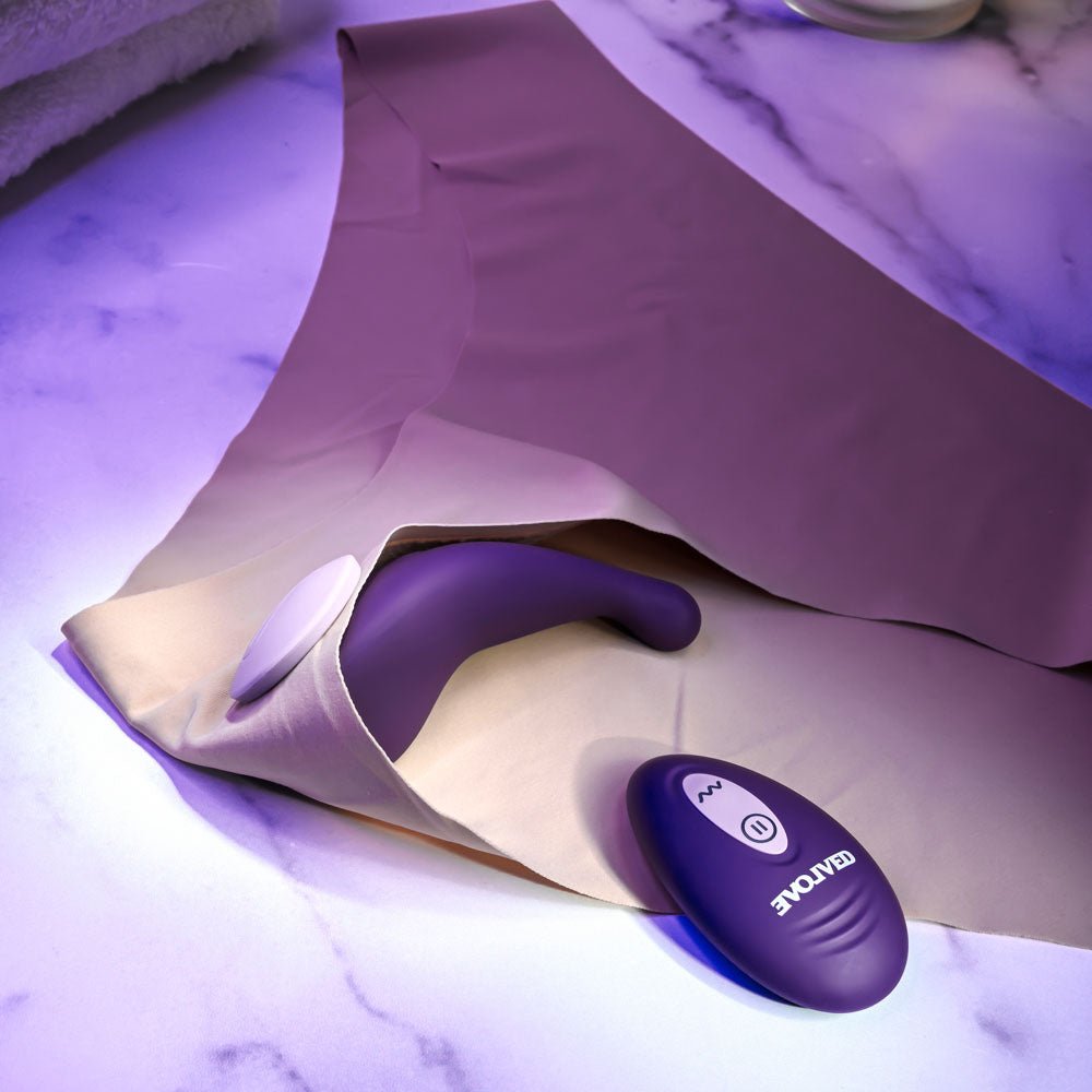 Buy Evolved PANTY PARTY - Purple USB Rechargeable Panty Vibrator with Remote Control – Naughtyhut NZ sex toys online. Discreet delivery & top brands.