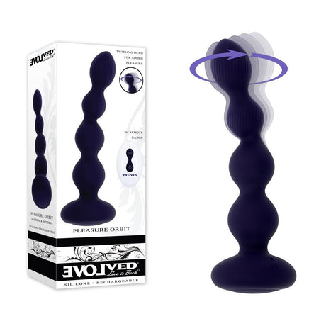 Buy Evolved PLEASURE ORBIT - Navy Blue 17.8 cm USB Rechargeable Twirling & Vibrating Anal Beads with Remote – Naughtyhut NZ sex toys online. Discreet delivery & top brands.