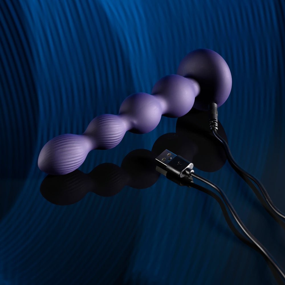 Buy Evolved PLEASURE ORBIT - Navy Blue 17.8 cm USB Rechargeable Twirling & Vibrating Anal Beads with Remote – Naughtyhut NZ sex toys online. Discreet delivery & top brands.