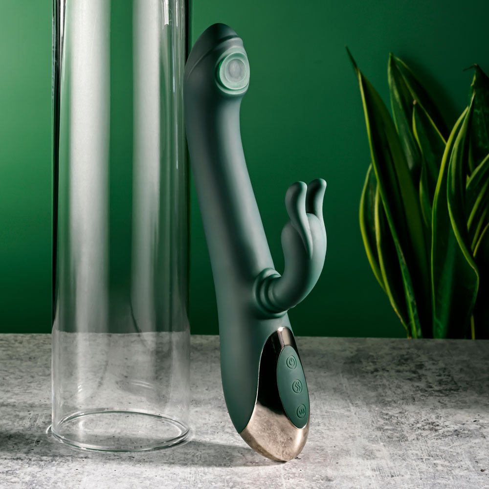 Evolved RABBIT TAP TAP - Green 25 cm USB Rechargeable Rabbit Vibrator with Tapping Tip – Sex toys NZ by Naughtyhut. Discreet delivery nationwide.