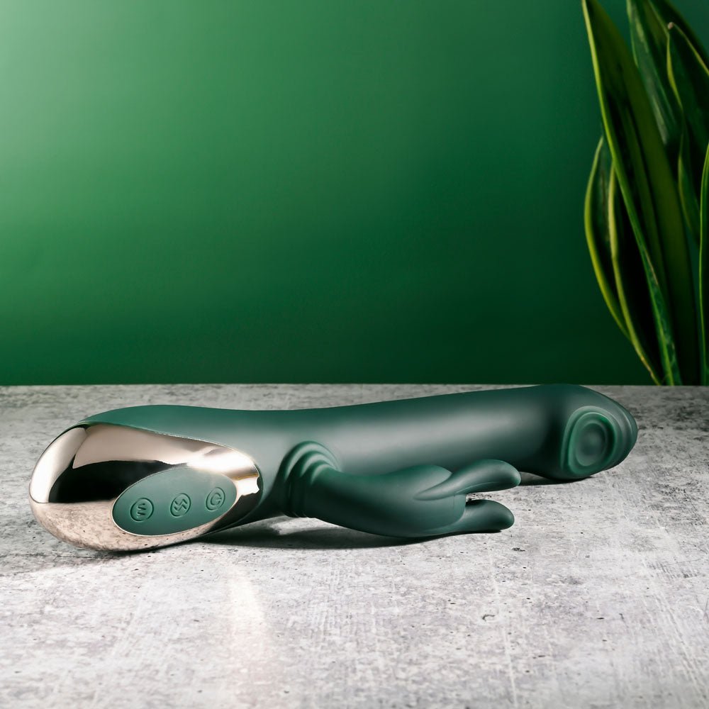 Evolved RABBIT TAP TAP - Green 25 cm USB Rechargeable Rabbit Vibrator with Tapping Tip – Sex toys NZ by Naughtyhut. Discreet delivery nationwide.