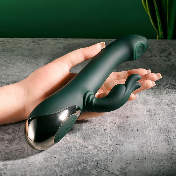 Evolved RABBIT TAP TAP - Green 25 cm USB Rechargeable Rabbit Vibrator with Tapping Tip – Sex toys NZ by Naughtyhut. Discreet delivery nationwide.