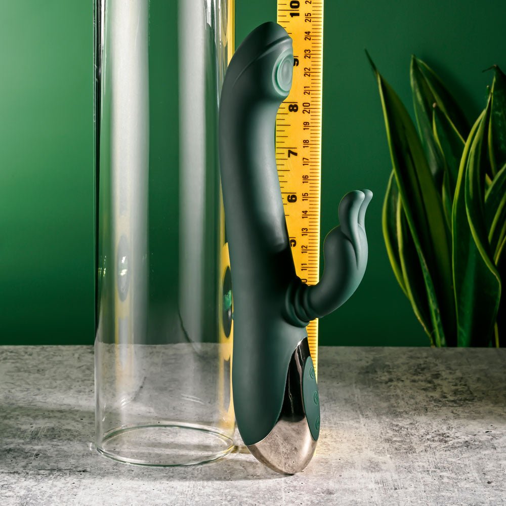 Evolved RABBIT TAP TAP - Green 25 cm USB Rechargeable Rabbit Vibrator with Tapping Tip – Sex toys NZ by Naughtyhut. Discreet delivery nationwide.