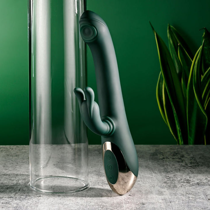 Evolved RABBIT TAP TAP - Green 25 cm USB Rechargeable Rabbit Vibrator with Tapping Tip – Sex toys NZ by Naughtyhut. Discreet delivery nationwide.