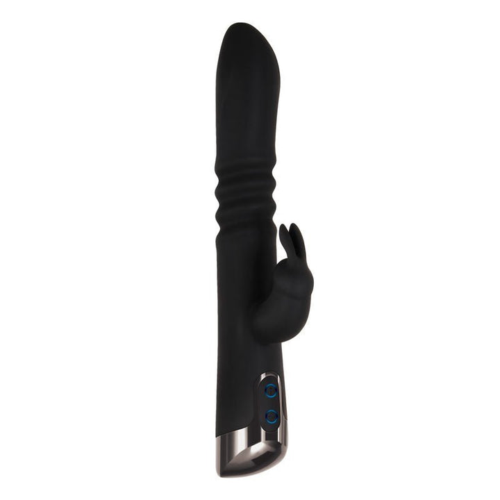 Evolved Rapid Rabbit - Black 25.4 cm USB Rechargeable Thrusting Rabbit Vibrator – Sex toys NZ by Naughtyhut. Discreet delivery nationwide.