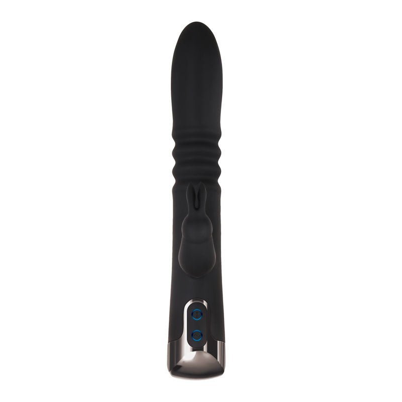 Evolved Rapid Rabbit - Black 25.4 cm USB Rechargeable Thrusting Rabbit Vibrator – Sex toys NZ by Naughtyhut. Discreet delivery nationwide.