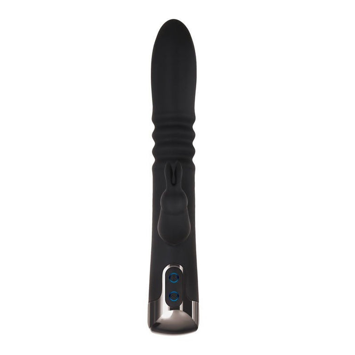 Evolved Rapid Rabbit - Black 25.4 cm USB Rechargeable Thrusting Rabbit Vibrator – Sex toys NZ by Naughtyhut. Discreet delivery nationwide.