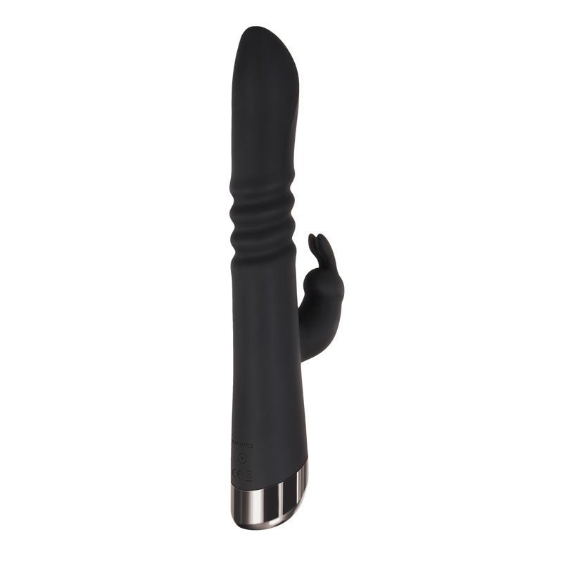 Evolved Rapid Rabbit - Black 25.4 cm USB Rechargeable Thrusting Rabbit Vibrator – Sex toys NZ by Naughtyhut. Discreet delivery nationwide.