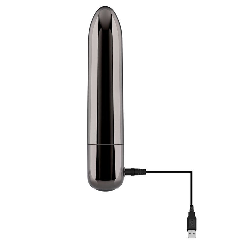 Evolved REAL SIMPLE - Black Chrome 10 cm USB Rechargeable Bullet – Sex toys NZ by Naughtyhut. Discreet delivery nationwide.