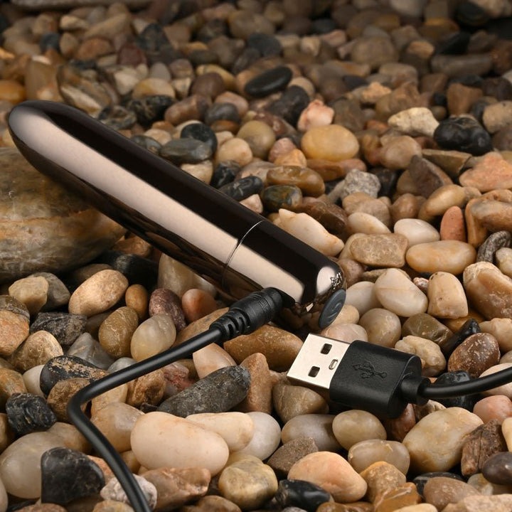 Evolved REAL SIMPLE - Black Chrome 10 cm USB Rechargeable Bullet – Sex toys NZ by Naughtyhut. Discreet delivery nationwide.