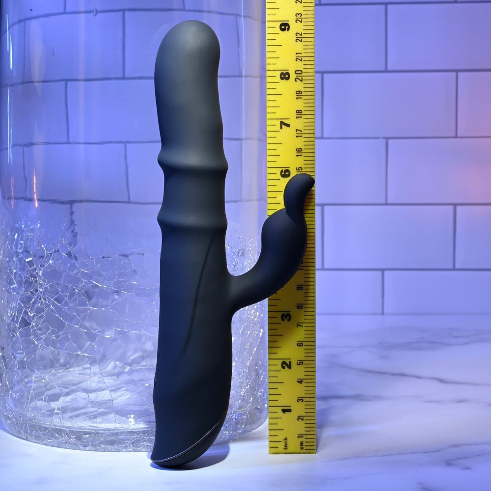 Evolved RINGMASTER - Black 23.1 cm USB Rechargeable Rabbit Vibrator – Sex toys NZ by Naughtyhut. Discreet delivery nationwide.