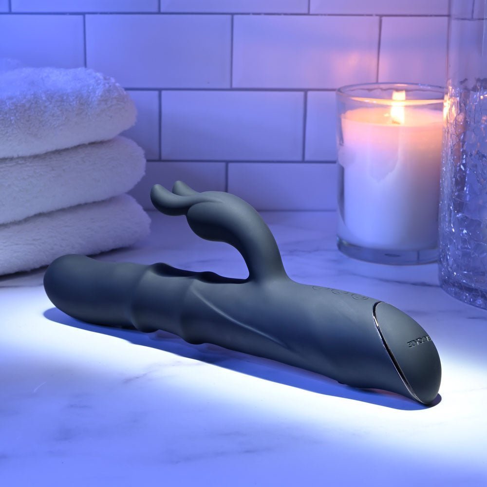 Evolved RINGMASTER - Black 23.1 cm USB Rechargeable Rabbit Vibrator – Sex toys NZ by Naughtyhut. Discreet delivery nationwide.