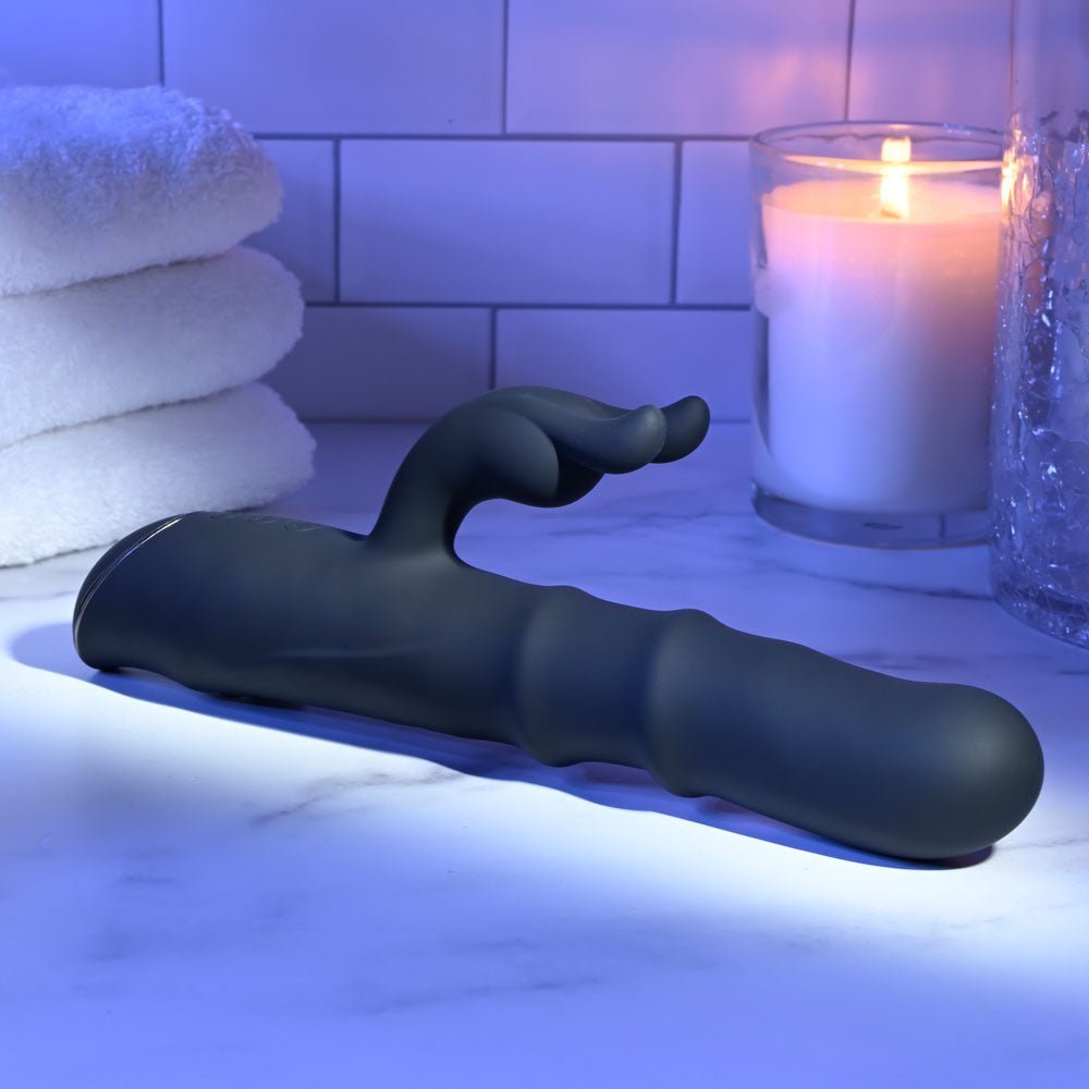 Evolved RINGMASTER - Black 23.1 cm USB Rechargeable Rabbit Vibrator – Sex toys NZ by Naughtyhut. Discreet delivery nationwide.